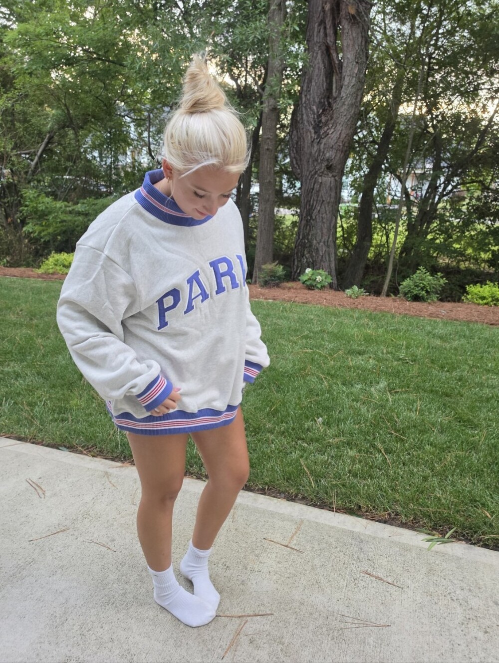 PARKE Boardwalk Varsity Mockneck Sweatshirt Gray Blue L/XL- Sold Out-